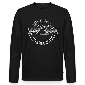 Klettersteig Bergwandern Berge Wandern - Männer Premium Bio Langarmshirt - Schwarz - Vorne - Nico (187cm)