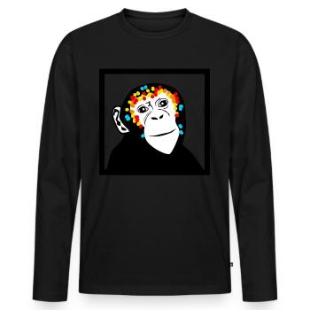 Singe Singe Visage Singe - T-shirt manches longues Premium bio Homme - noir - Devant - Nico (187cm)