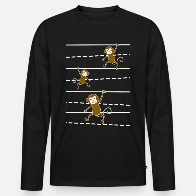 Affe lustige Affen - Männer Premium Bio Langarmshirt - Schwarz