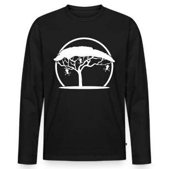 Singe dans l’arbre Singe - T-shirt manches longues Premium bio Homme - noir - Devant - Nico (187cm)