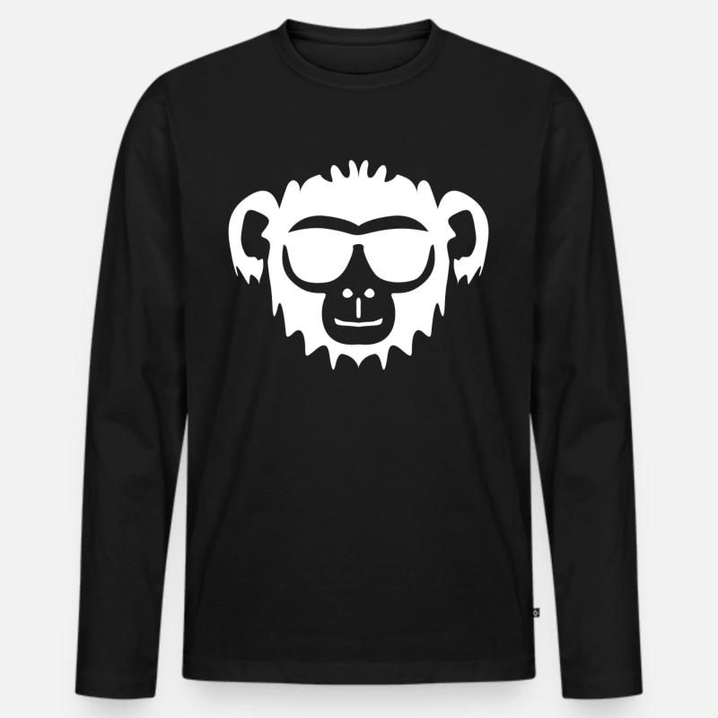 Affe mit Sonnenbrille Affen - Männer Premium Bio Langarmshirt - Schwarz