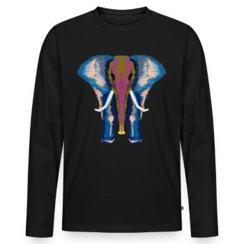 bunter Elefant - Männer Premium Bio Langarmshirt - Schwarz - Vorne - Nico (187cm)