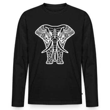 Elefant mit Tribals Elefanten - Männer Premium Bio Langarmshirt - Schwarz - Vorne - Nico (187cm)