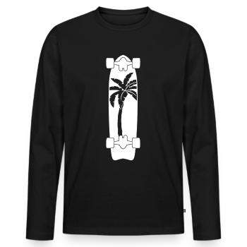 Longboard mit Palme Longboarder - Männer Premium Bio Langarmshirt - Schwarz - Vorne - Nico (187cm)