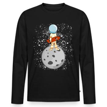 Longboarder Mond Astronaut Longboard - Männer Premium Bio Langarmshirt - Schwarz - Vorne - Nico (187cm)