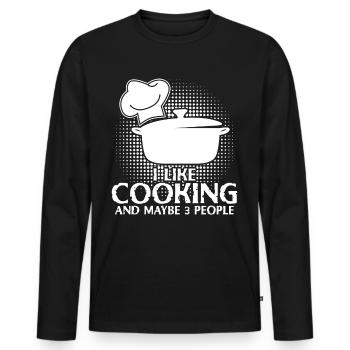 Cuisine de cuisine Chapeau de chef - T-shirt manches longues Premium bio Homme - noir - Devant - Nico (187cm)