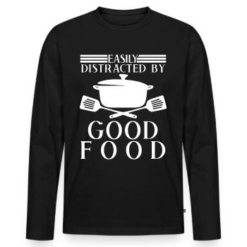 Cuisinier Cuisine Chapeau de chef Chef - T-shirt manches longues Premium bio Homme - noir - Devant - Nico (187cm)