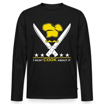Chapeau de chef Chef cuisinier Chef de cuisine - T-shirt manches longues Premium bio Homme - noir - Devant - Nico (187cm)