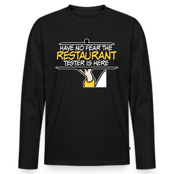 Restaurant Restauranttester Essen - Men's Premium Organic Long Sleeve Shirt - black - Front - Nico (187cm)