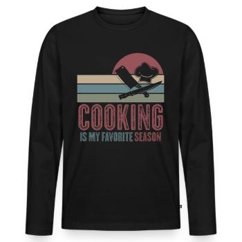 Chapeau de chef Cuisine Chef Chef Cuisine - T-shirt manches longues Premium bio Homme - noir - Devant - Nico (187cm)