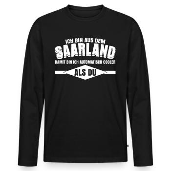 Saarländer Saarland saarländisch - Männer Premium Bio Langarmshirt - Schwarz - Vorne - Nico (187cm)