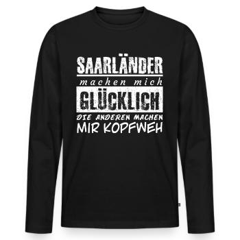 Saarländer Spruch Saarland - Männer Premium Bio Langarmshirt - Schwarz - Vorne - Nico (187cm)