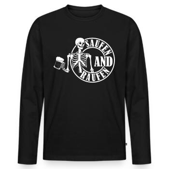 Bier Alkohol Saufen und Raufen - Männer Premium Bio Langarmshirt - Schwarz - Vorne - Nico (187cm)