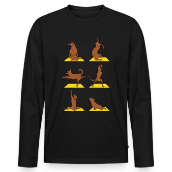Yoga avec chiens de méditation - T-shirt manches longues Premium bio Homme - noir - Devant - Nico (187cm)