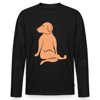Funny Dog Yoga Dogs Meditation - Men's Premium Organic Long Sleeve Shirt - black - Front - Nico (187cm)