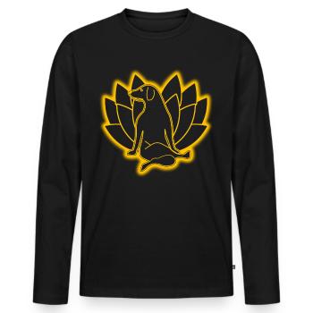 Yoga Chien Lotus Fleur Chien Méditation - T-shirt manches longues Premium bio Homme - noir - Devant - Nico (187cm)