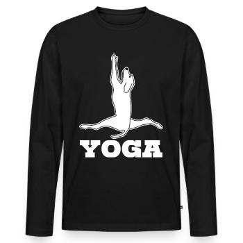 Yoga Hunde Hund Spagat Meditation - Männer Premium Bio Langarmshirt - Schwarz - Vorne - Nico (187cm)