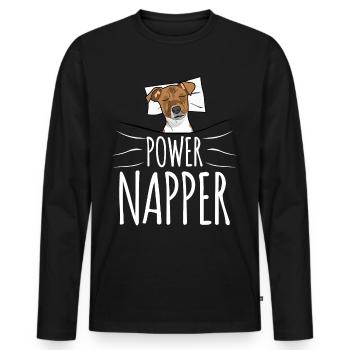 Sleeping Tired Dog Dogs Sleep Shirt - Men's Premium Organic Long Sleeve Shirt - black - Front - Nico (187cm)