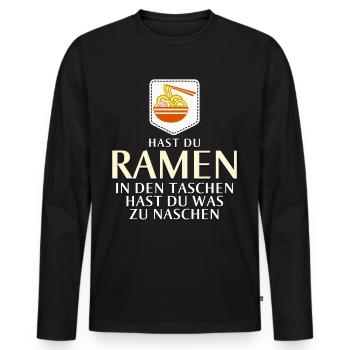 Ramen Nudelsuppe Tasche Anime Nudeln - Männer Premium Bio Langarmshirt - Schwarz - Vorne - Nico (187cm)