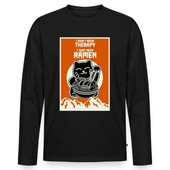ramen nouilles de chat soupe de nouilles - T-shirt manches longues Premium bio Homme - noir - Devant - Nico (187cm)