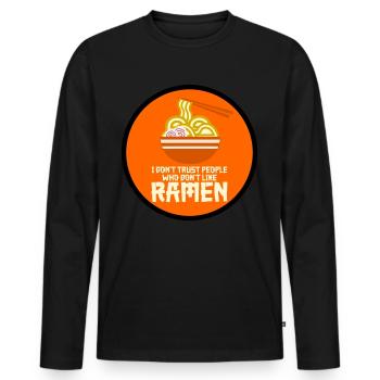 Soupe de nouilles ramen - T-shirt manches longues Premium bio Homme - noir - Devant - Nico (187cm)
