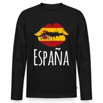 Espagne Lèvres Vacances Espagnoles - T-shirt manches longues Premium bio Homme - noir - Devant - Nico (187cm)