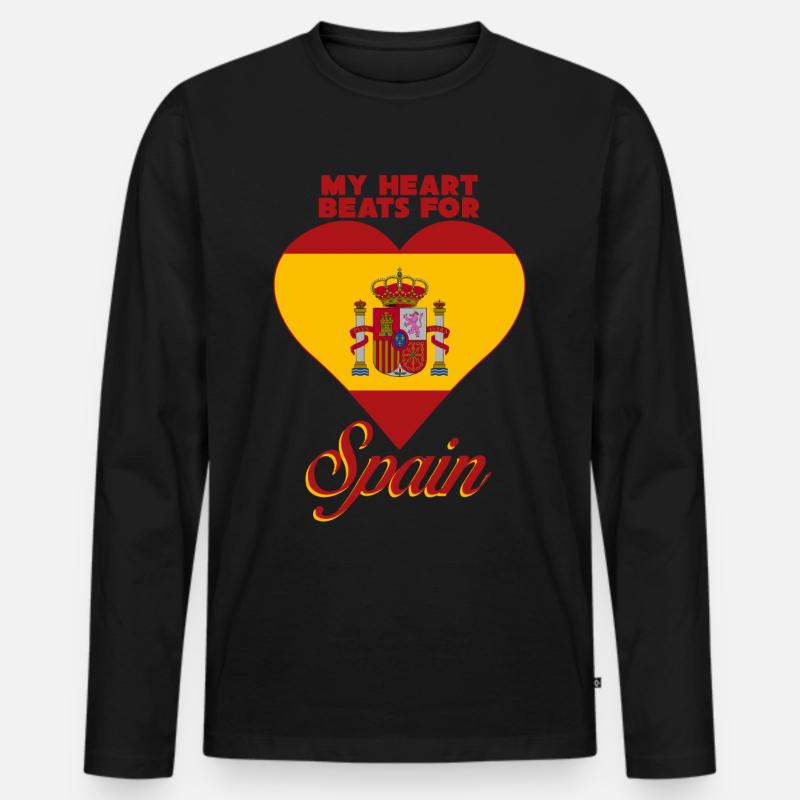 Spanien Liebe Spanisch - Männer Premium Bio Langarmshirt - Schwarz