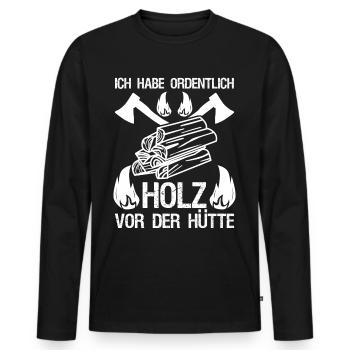 Feuerholz Kamin Ofen Feuer Brennholz - Männer Premium Bio Langarmshirt - Schwarz - Vorne - Nico (187cm)