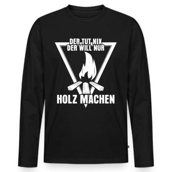 Brennholz Feuer Holz Feuerholz Kamin - Männer Premium Bio Langarmshirt - Schwarz - Vorne - Nico (187cm)