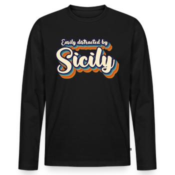 Sizilien Retro Italien Sicilia - Männer Premium Bio Langarmshirt - Schwarz - Vorne - Nico (187cm)