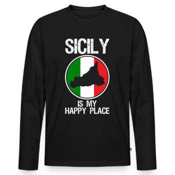 Sizilien Italien Flagge Sicilia - Männer Premium Bio Langarmshirt - Schwarz - Vorne - Nico (187cm)