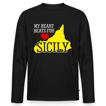 Sicily Holidays - Men's Premium Organic Long Sleeve Shirt - black - Front - Nico (187cm)
