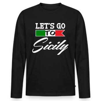 Sizilien Insel Italien Urlaub - Männer Premium Bio Langarmshirt - Schwarz - Vorne - Nico (187cm)