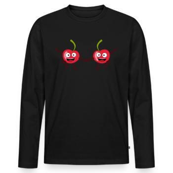Cherries Dancing Boogie Woogie Cherry - Men's Premium Organic Long Sleeve Shirt - black - Front - Nico (187cm)