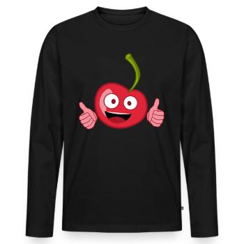 Cherries Thumbs up Cherry - Men's Premium Organic Long Sleeve Shirt - black - Front - Nico (187cm)