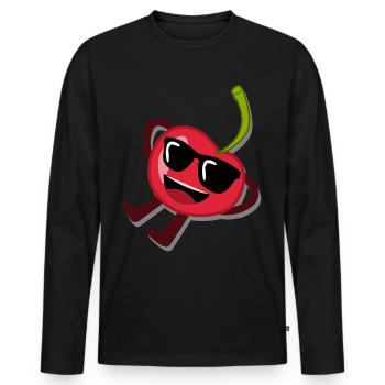 Cherry with sunglasses Cherries - Men's Premium Organic Long Sleeve Shirt - black - Front - Nico (187cm)