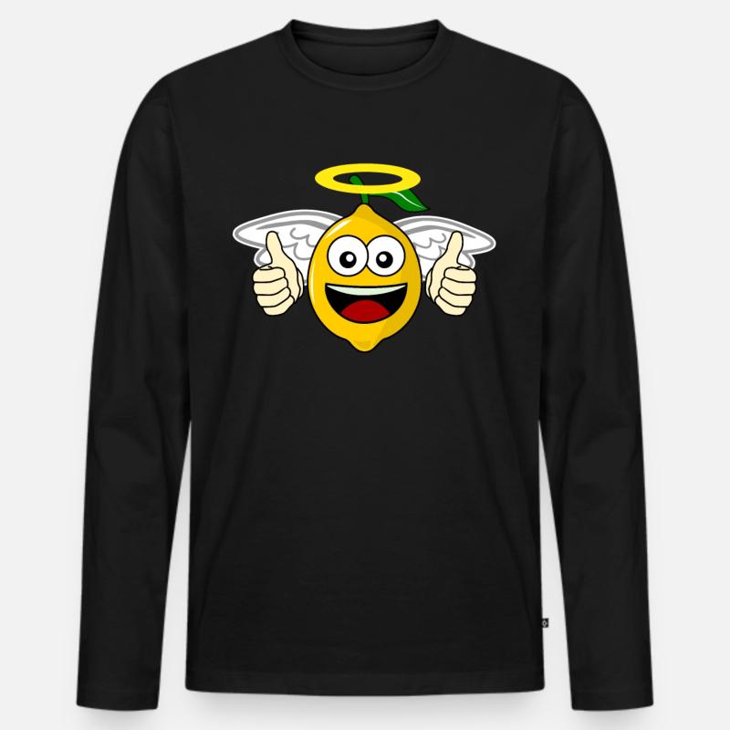 Zitronen Engel Zitrone - Männer Premium Bio Langarmshirt - Schwarz
