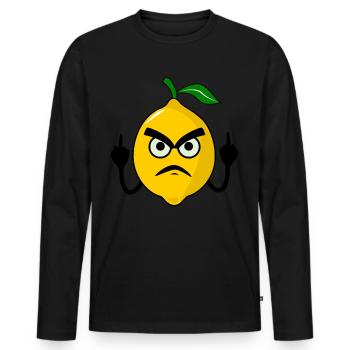 Lemon Middle Finger Lemon - Men's Premium Organic Long Sleeve Shirt - black - Front - Nico (187cm)