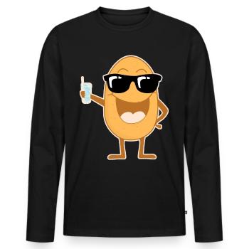Party Kartoffel mit Sonnenbrille - Männer Premium Bio Langarmshirt - Schwarz - Vorne - Nico (187cm)