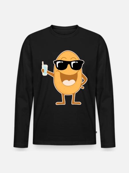 Party potato with sunglasses - Men's Premium Organic Long Sleeve Shirt - black