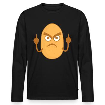 Kartoffel Mittelfinger Kartoffeln - Männer Premium Bio Langarmshirt - Schwarz - Vorne - Nico (187cm)