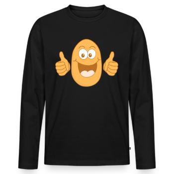 Kartoffel Daumen hoch Kartoffeln - Männer Premium Bio Langarmshirt - Schwarz - Vorne - Nico (187cm)