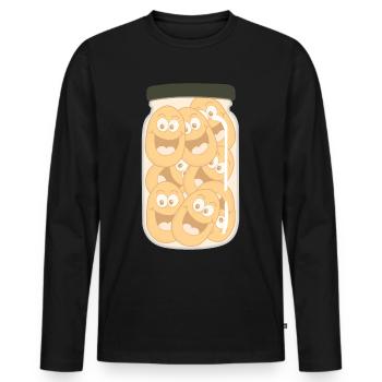Pomme de terre en bocal Pommes de terre - T-shirt manches longues Premium bio Homme - noir - Devant - Nico (187cm)