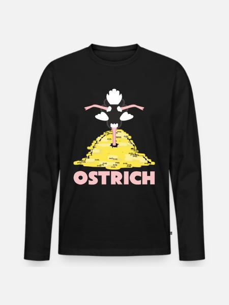 Rich Ostrich with Money - Männer Premium Bio Langarmshirt - Schwarz