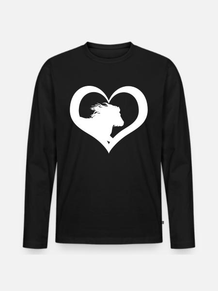Shetlandpony Herz Pony Shetty - Männer Premium Bio Langarmshirt - Schwarz