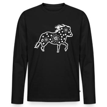 Shetland Pony Shetlandpony - Männer Premium Bio Langarmshirt - Schwarz - Vorne - Nico (187cm)