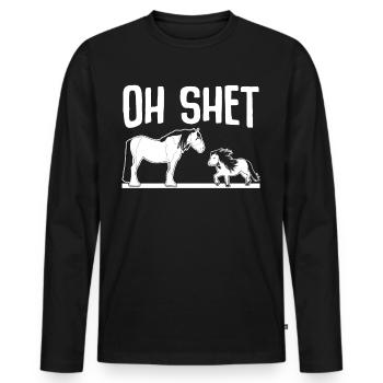 Poney Shetland et cheval Poney Shetland - T-shirt manches longues Premium bio Homme - noir - Devant - Nico (187cm)