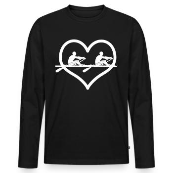 Ruderboot Ruderer Rudern Herz Rudersport - Männer Premium Bio Langarmshirt - Schwarz - Vorne - Nico (187cm)