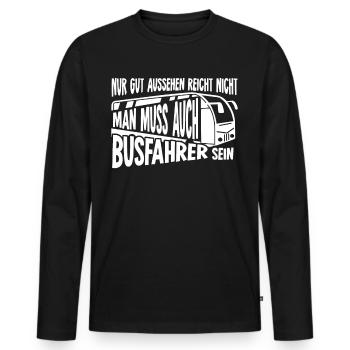 Busfahrer Witz Linienbus - Männer Premium Bio Langarmshirt - Schwarz - Vorne - Nico (187cm)