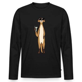 Suricate avec lunettes de soleil cocktail - T-shirt manches longues Premium bio Homme - noir - Devant - Nico (187cm)